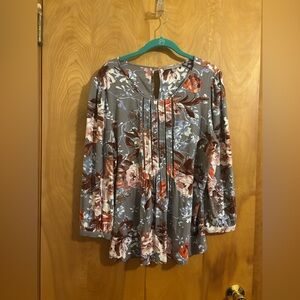Daniel Rainn Multicolor Floral Long Sleeve Top Size Large